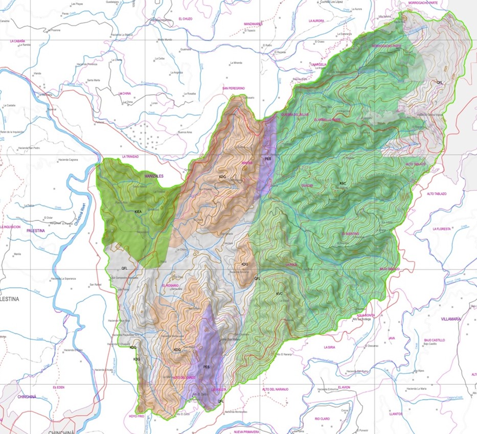 Map 1: Geological-geotechnical model and LDD-based profile network showing lithology, structural features, soil thickness distribution, and extracted slope profiles